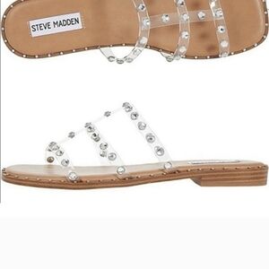 New Steve Madden Sandals Lyna Clear Rhinestone Gem